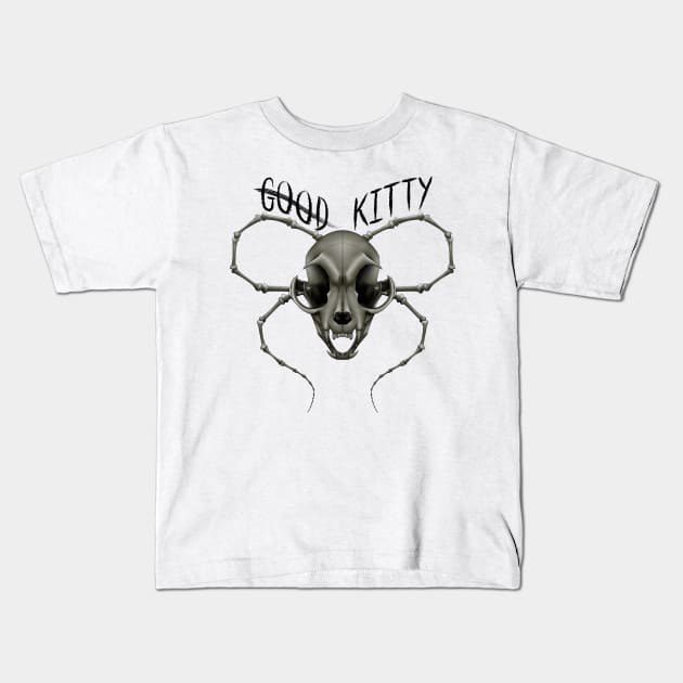 G̶o̶o̶d̶ Kitty Skull Black Text Cream Kids T-Shirt by Encore Nevermore